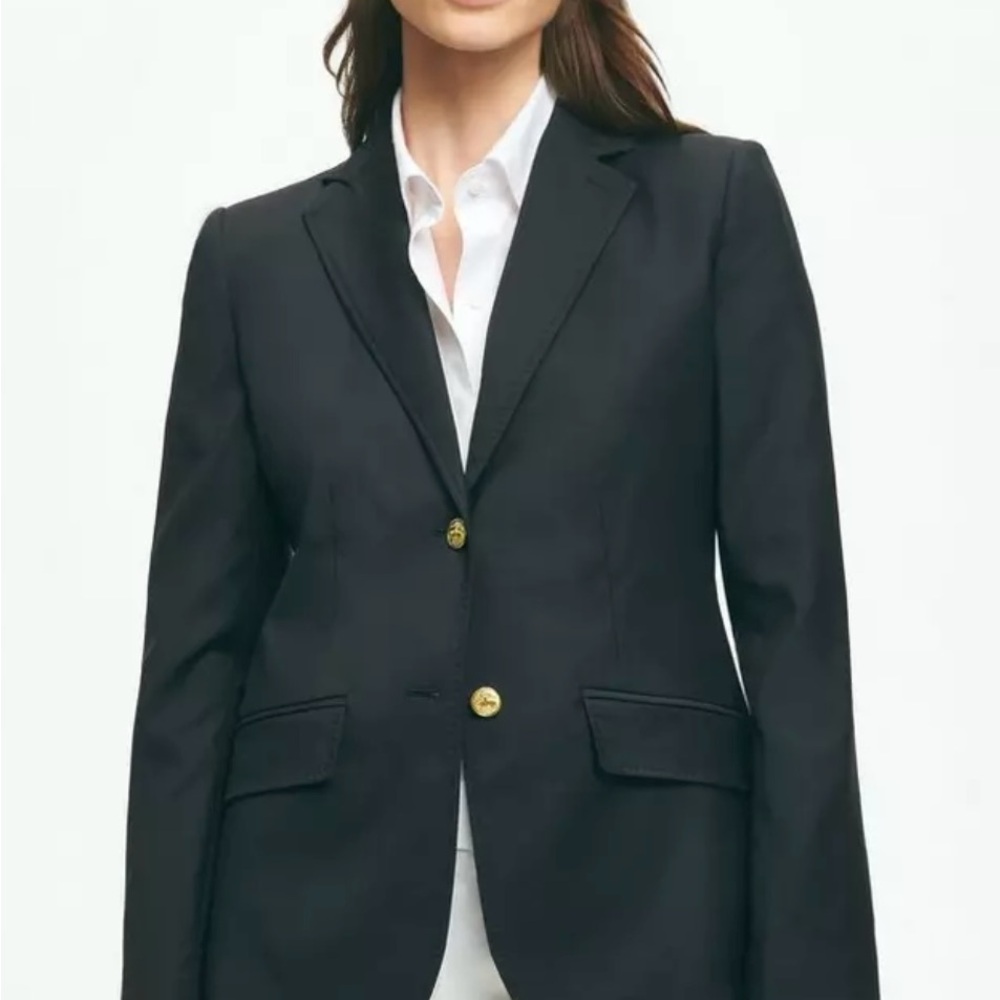 346 Brooks Brothers Classic Blazer in Refined Fabric, Navy, Size 10
